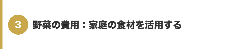 見出しバナー3：野菜の費用：家庭の食材を活用する