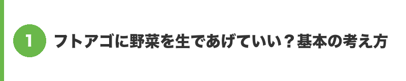 見出しバナー1：フトアゴに野菜を生であげていい？基本の考え方