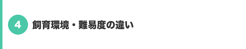 見出しバナー4:飼育環境・難易度の違い