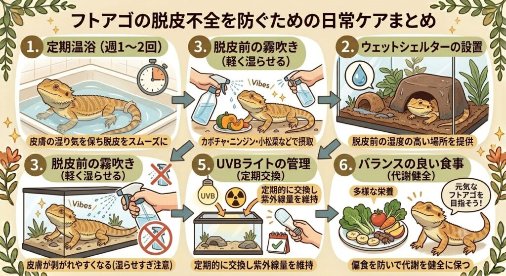 脱皮不全を防ぐ日常ケアのイラスト