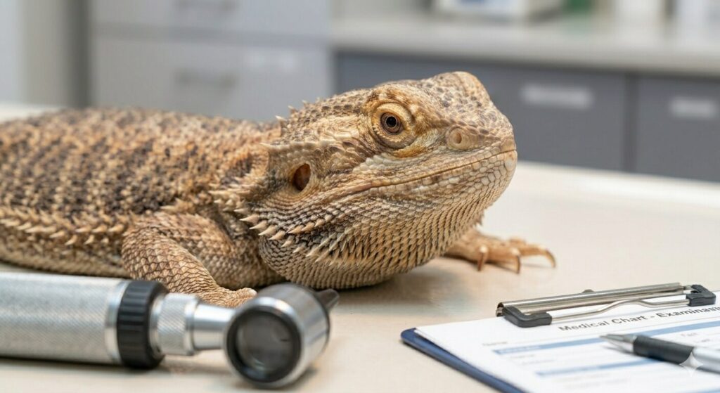 フトアゴヒゲトカゲの正常な目の状態