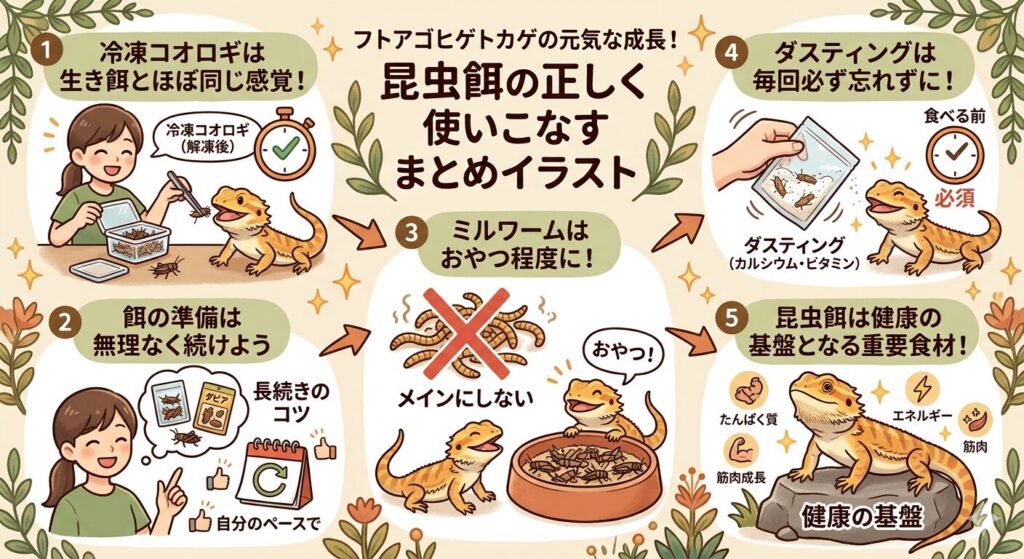 フトアゴの冷凍コオロギとミルワームまとめ