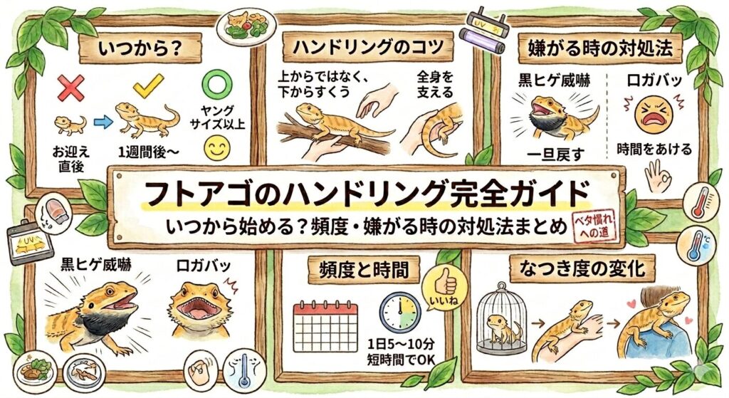 慣れたフトアゴとのハンドリングを楽しむようす