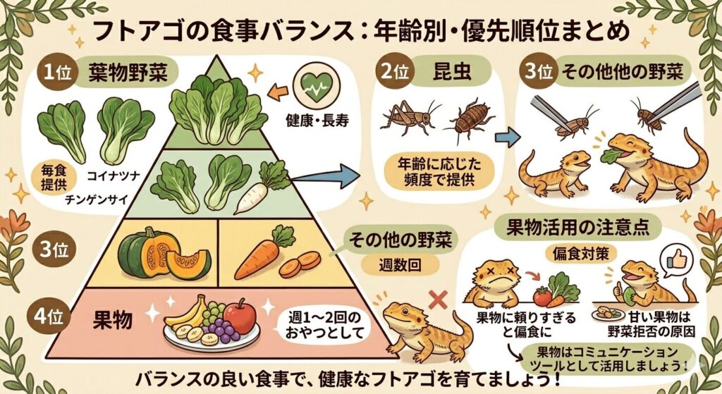 フトアゴの食事 果物と野菜・虫の優先順位
