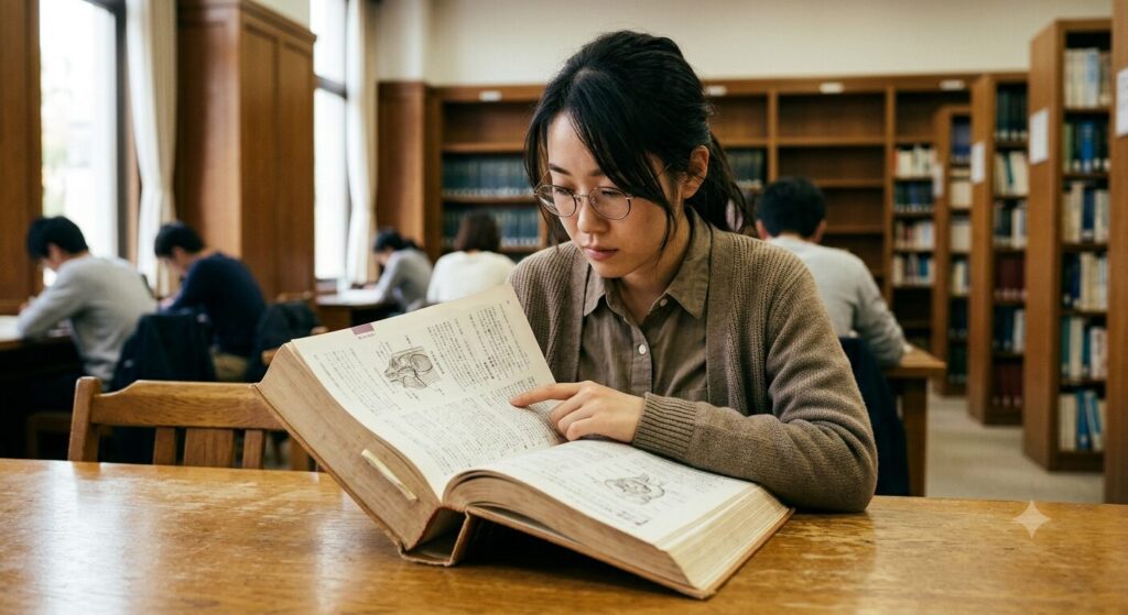 爬虫類専門書を読んで学ぶイメージ