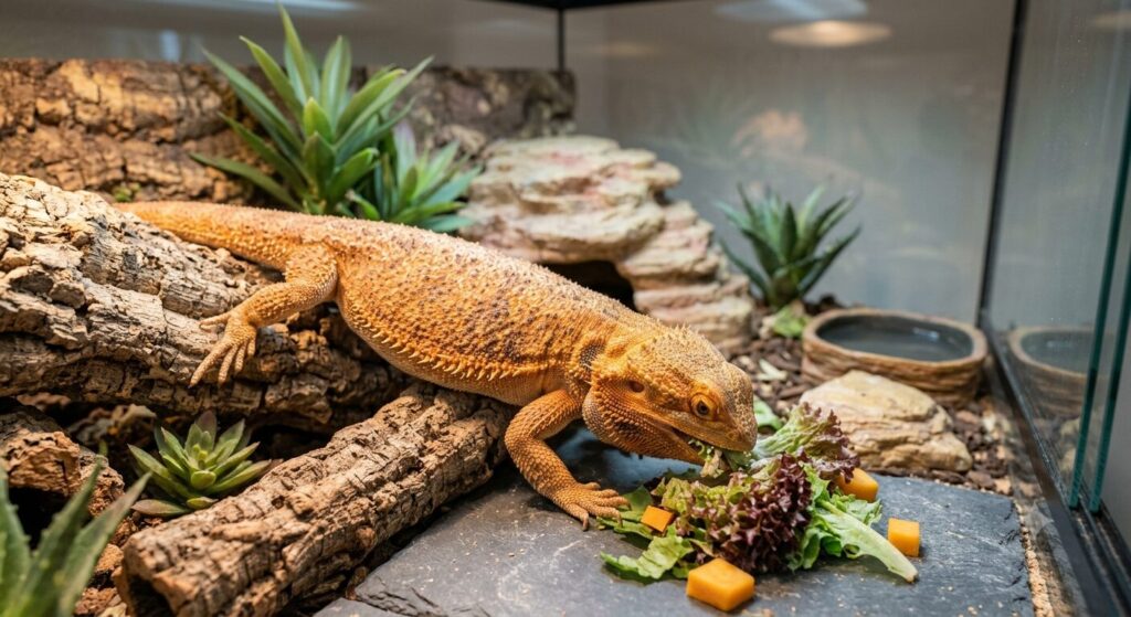 フトアゴにレタスをあげるイメージ