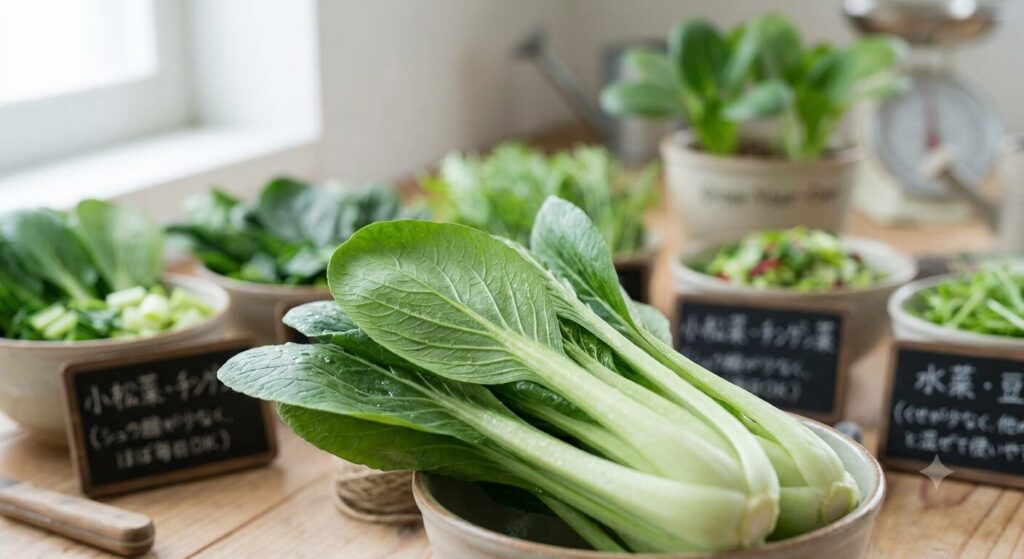 フトアゴヒゲトカゲに与える葉物野菜を洗って下ごしらえする様子