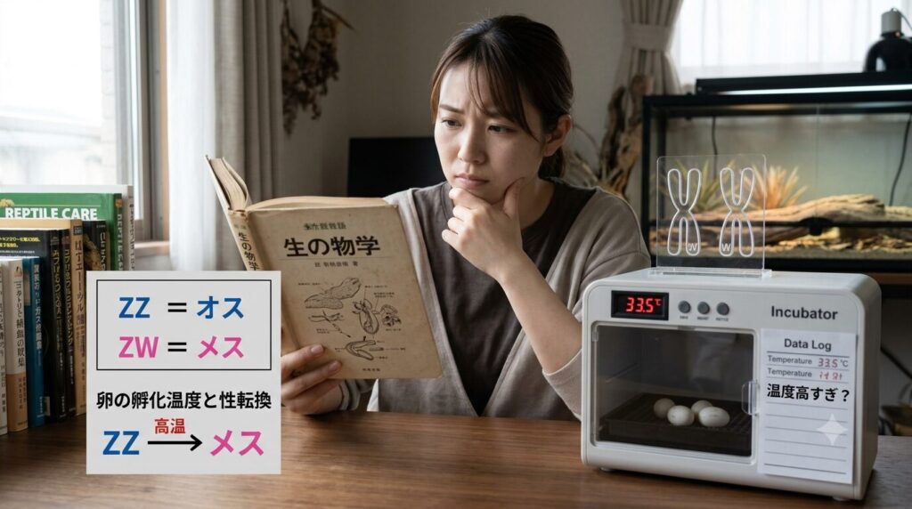 フトアゴヒゲトカゲの性別と染色体のイメージ
