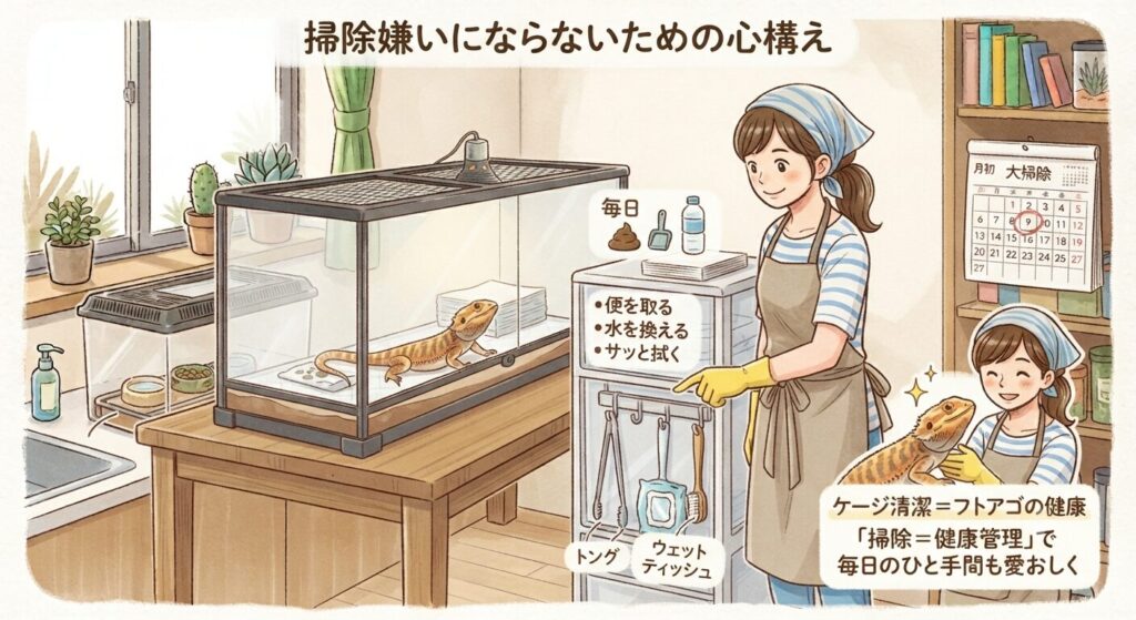 無理なく続けるケージ掃除のイメージ