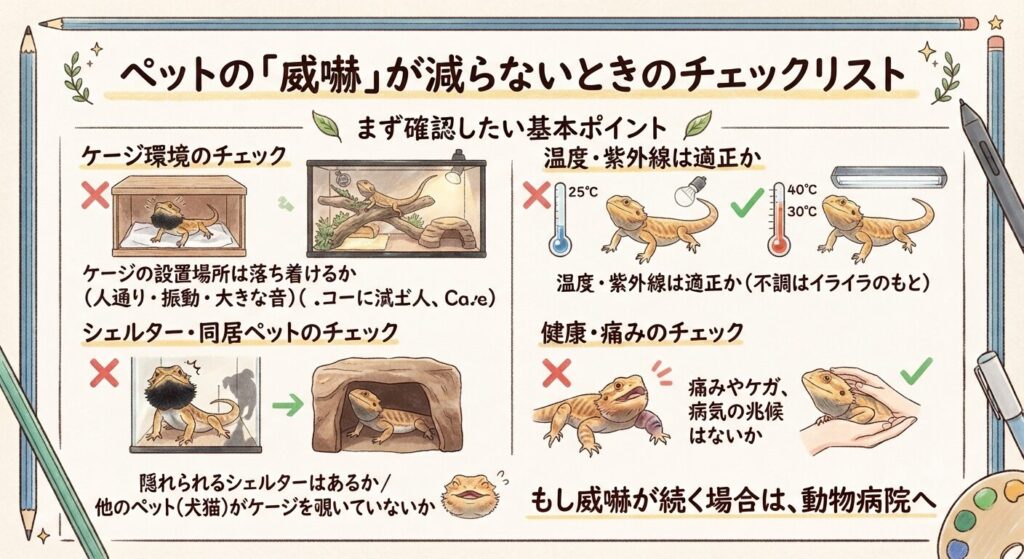 威嚇が続くときの環境チェックのイメージ