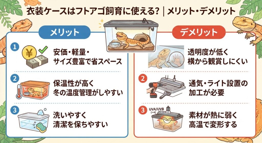 衣装ケースを活用したフトアゴの飼育環境