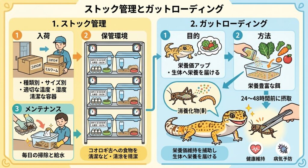 生き餌のストック管理とガットローディング